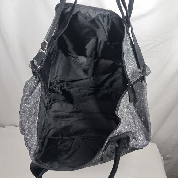 Victoria's Secret Glitter Silver Black "London,New York,Paris" Duffle Weekender - Picture 9 of 12